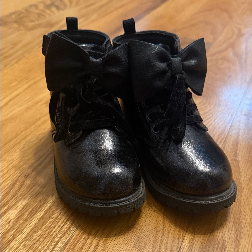 Carter’s Black Bow Accent Ankle Boots - Stylish Girls' Shoes